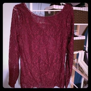 White House Black Market lace long sleeve shirt